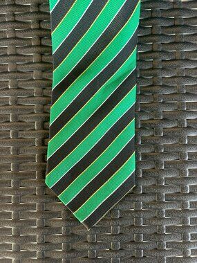 Vintage Principessa Green Black Striped Necktie Handmade Designer Tie